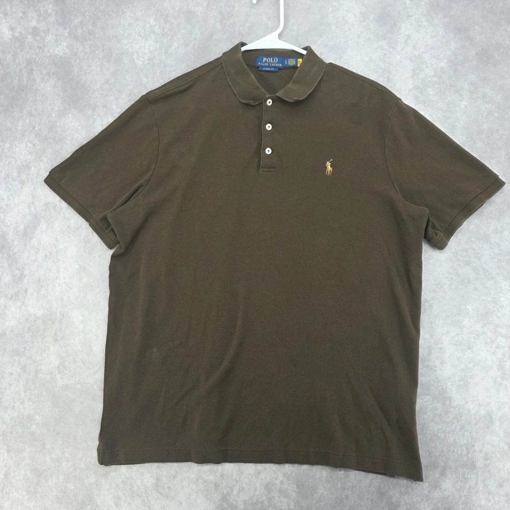 Polo Ralph Lauren Mens Large Golf Polo Shirt Classic Fit Burgundy Olive Lot of 2